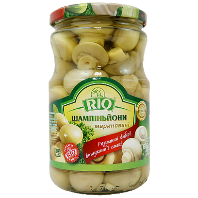 

Гриби Ріо печериці цілі мариновані Rio 690/415g 8шт/ящ (Код : 00-00010028)