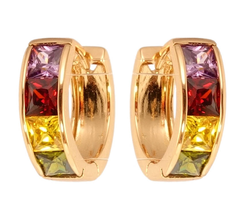 

Серьги Xuping Позолота 18K колечки "Дорожка разноцветных кристаллов"