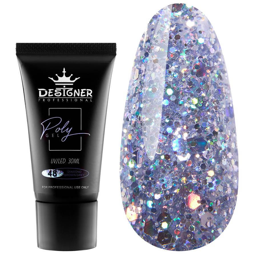

Полигель Designer Professional (Дизайнер Профессионал) для наращивания и укрепления ногтей, 30 мл. Diamond brown grey №48