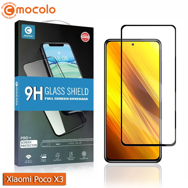 

Защитное Full Glue стекло Mocolo Xiaomi Poco X3 (Black), Прозрачный