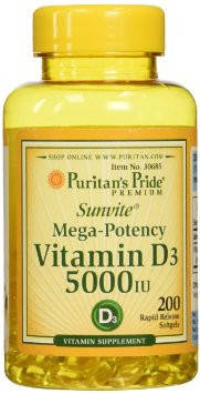

Vitamin D3 5000 IU Puritan's Pride, 200 капсул