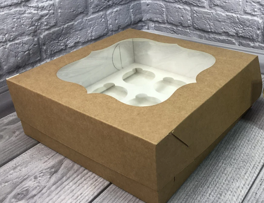 

Коробка Крафт для 9-ти кексов с окном 250*250*90
