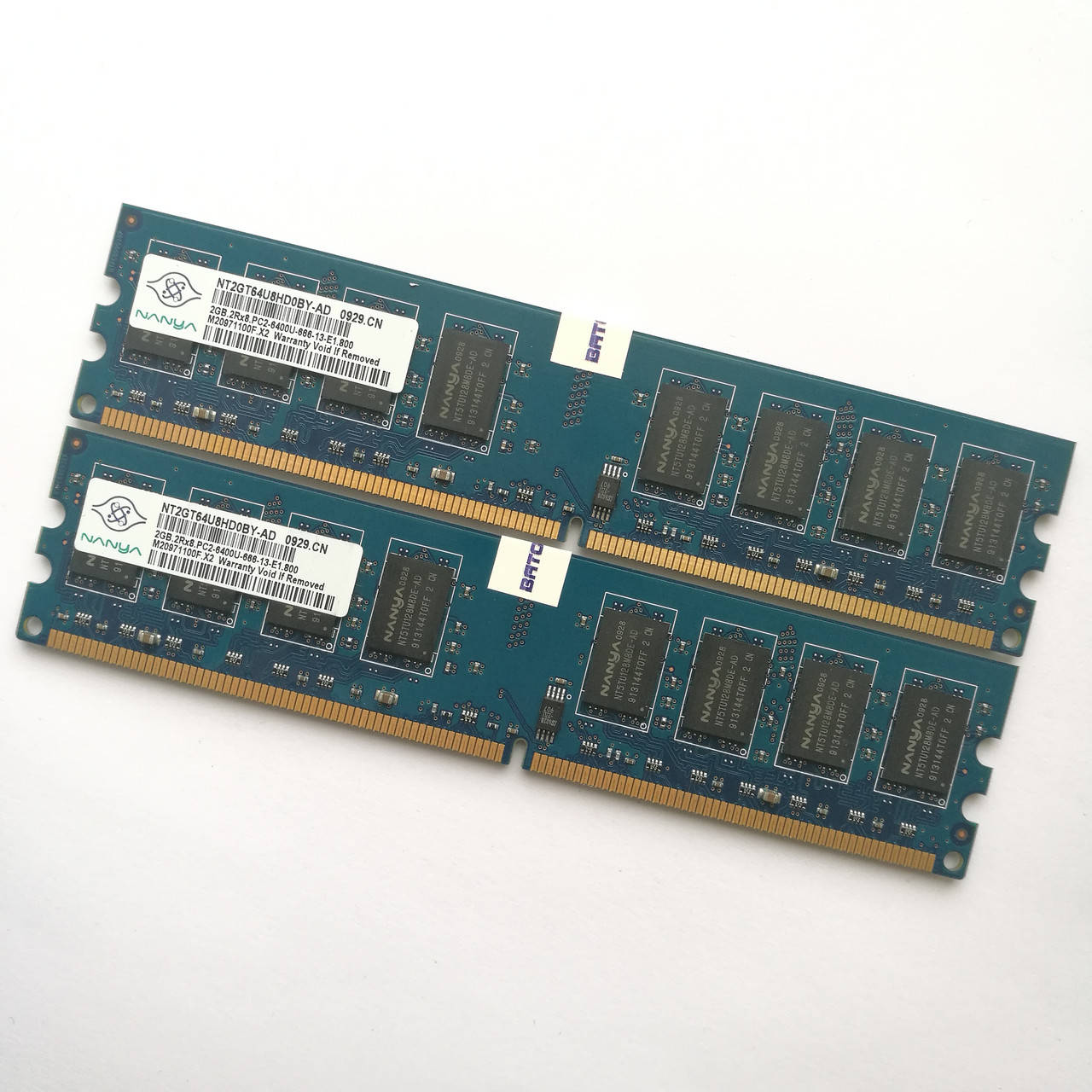 

Пара оперативной памяти Nanya DDR2 4Gb (2Gb+2Gb) 800MHz PC2 6400U CL6 (NT2GT64U8HD0BY-AD) Б/У