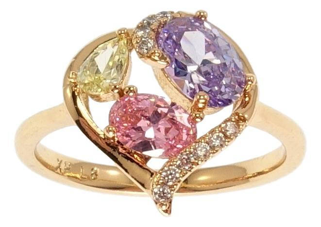 

Кольцо Xuping Позолота 18K "Сердце с цветными фианитами" р. 17,18.5