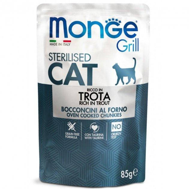 

Влажный корм MONGE Монж CAT GRILL Sterilised форель, 0,085 кг