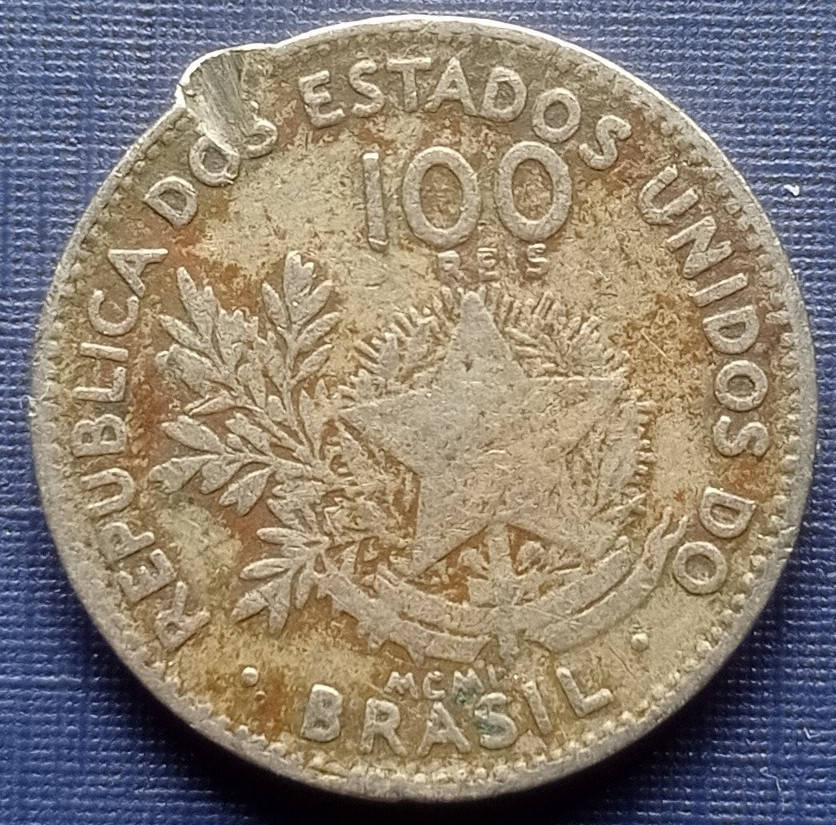

Монета 100 рейс Бразилия 1901