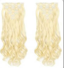 

Трессы волосы на заколках волнистые блонд набор №613 на заколках клипсах 16клипс