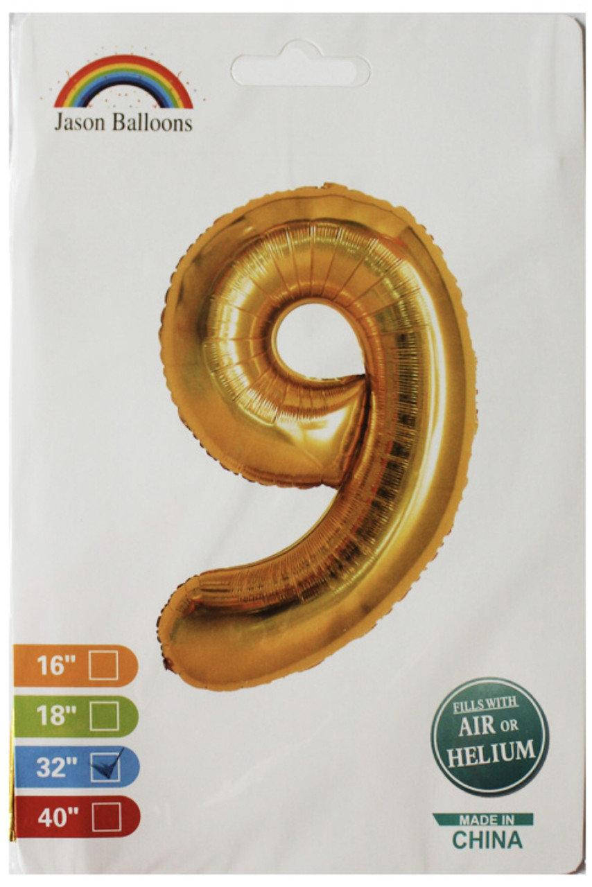 

Фольгированная цифра 9 золото 70 см