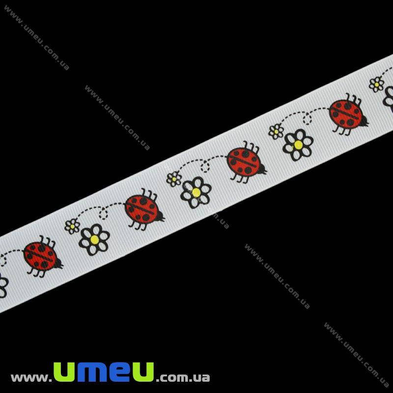 

Репсовая лента с рисунком Божья коровка, 25 мм, Белая, 1 м (LEN-016579)