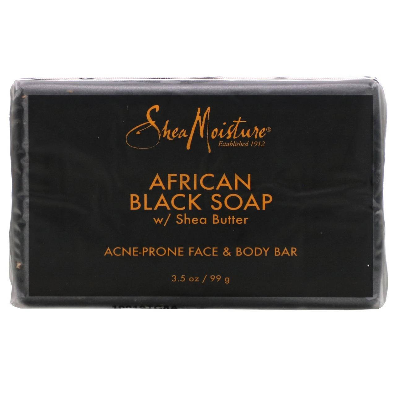

SheaMoisture, Acne Prone Face & Body Bar, African Black Soap with Shea Butter, 3.5 oz (99 g), официальный
