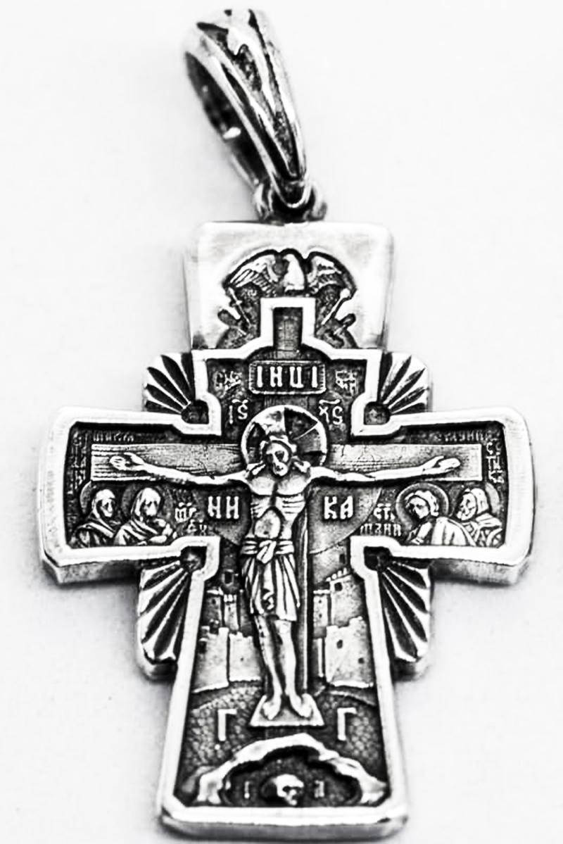 

Серебряный крест с Распятием Распятие Христово Икона Божией Матери Семистрельная