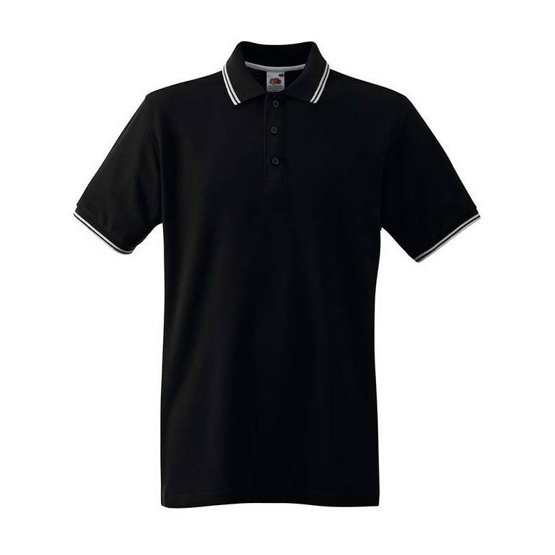 

Черная мужская однотонная футболка поло с белыми полосками - S, L, XL, 2XL, 3XL