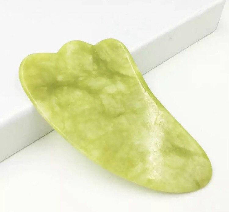 

Нефритовый скребок гуаша из натурального камня, нефритовый массажер для лица 10 см