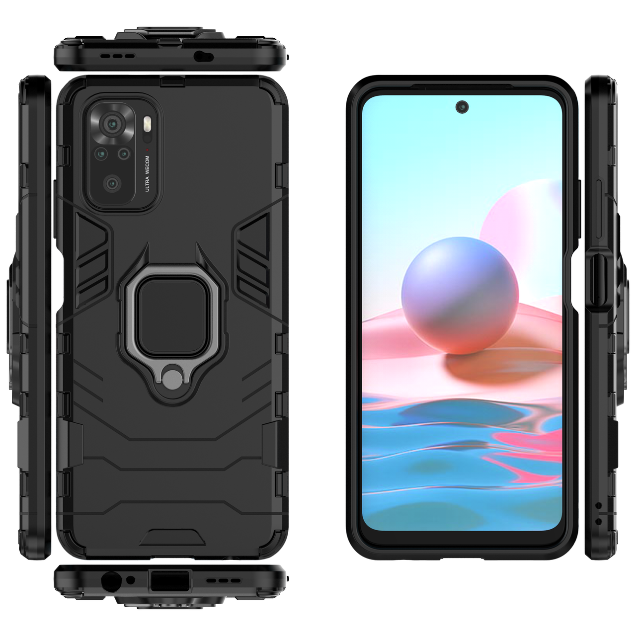 

Бронированный чехол Xiaomi Redmi Note 10 / 10s c кольцом Black, Черный