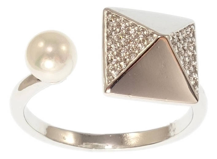 

Кольцо Xuping Родий "Пирамидка и жемчужина" р.18-19