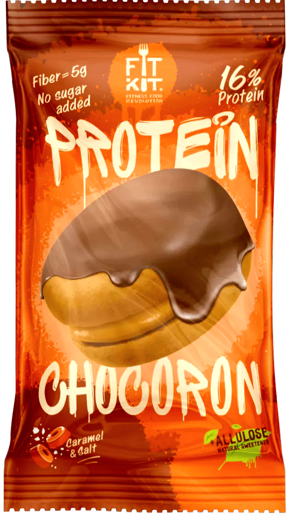 

Протеиновый макарон в глазури Fit Kit Protein CHOCORON Соленая Карамель (30 грамм)