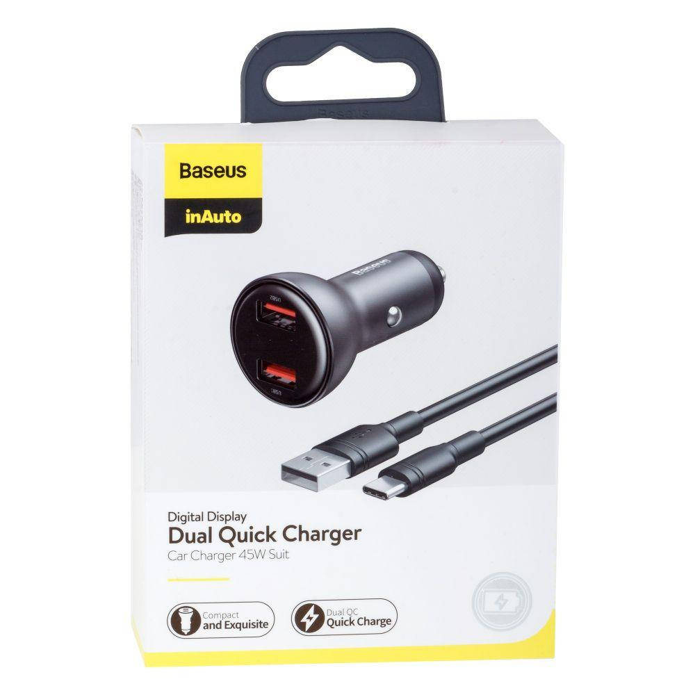 

Авто Зарядное Устройство Baseus Digital Quick 45W TZCCBX-B 5A Цвет Чёрно-Серый, 0G BF