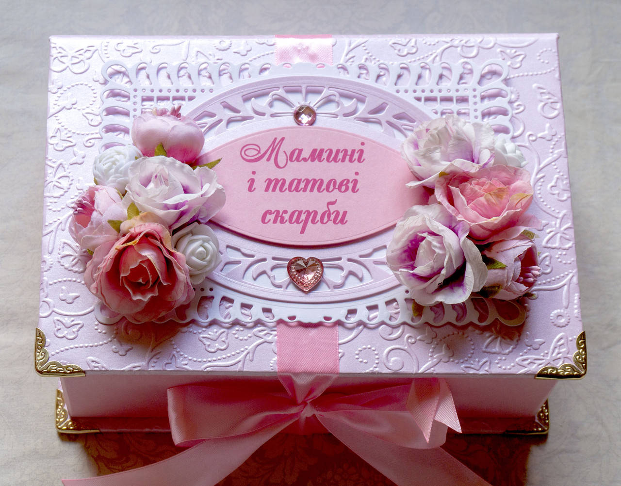 

Шкатулка Мамины и папины сокровища 5 коробочек, Розовый