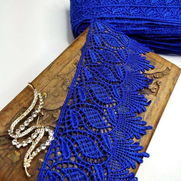 

(1 метр) Кружево макраме Sindtex 8см Цвет - Синий электрик (35М-SF4556-2)