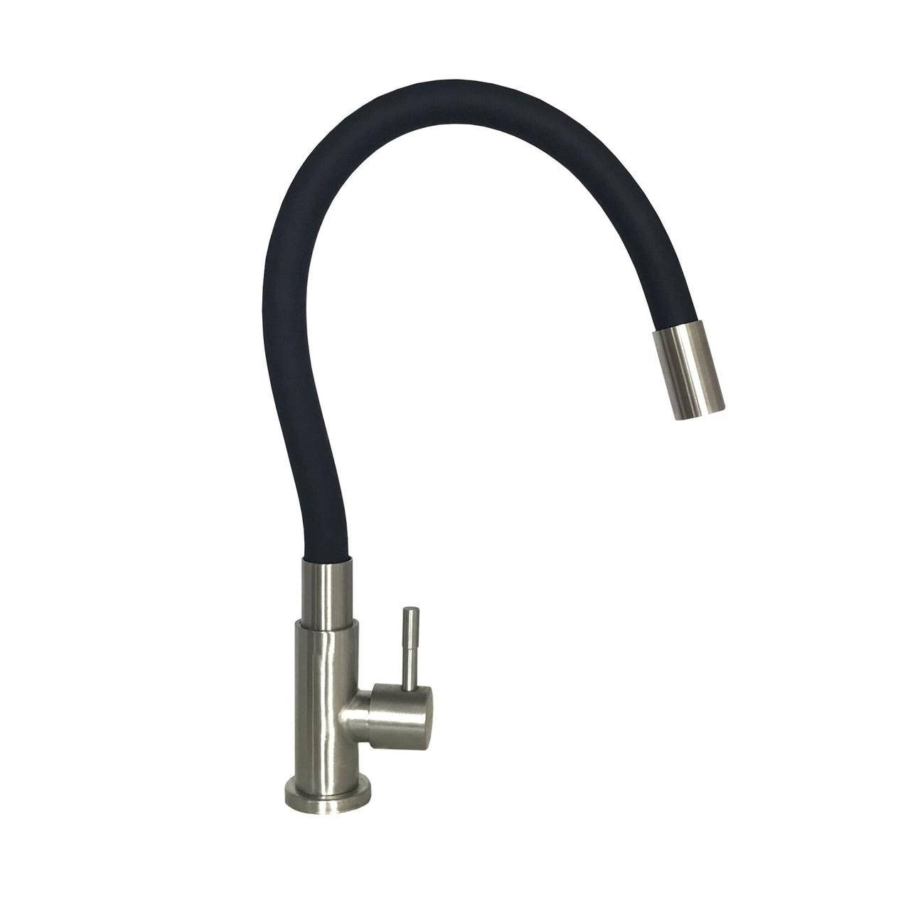 

Кран холодной воды для раковини Globus Lux из нержавейки с гнущимся гусаком ALPEN SUS-004SN, Черный