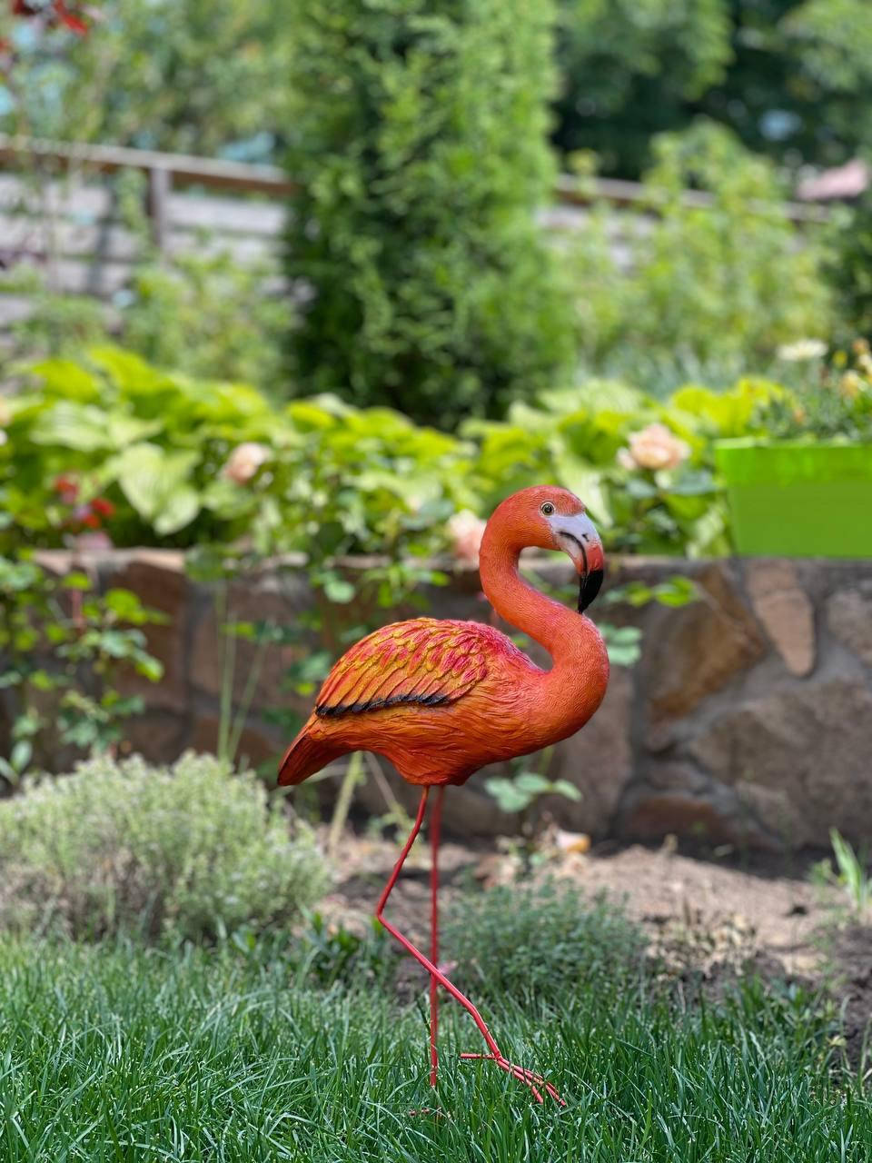 

Садовая фигура с полистоуна Фламинго стоячий, Красный