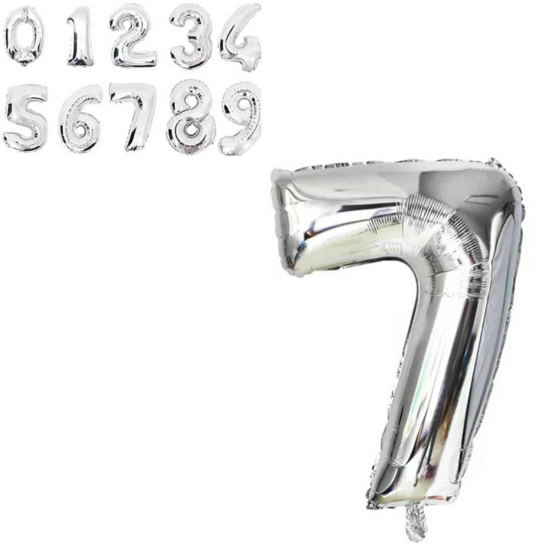 

Фольгированная цифра 7 размер 35 см (16") | Серебро, Серебристый