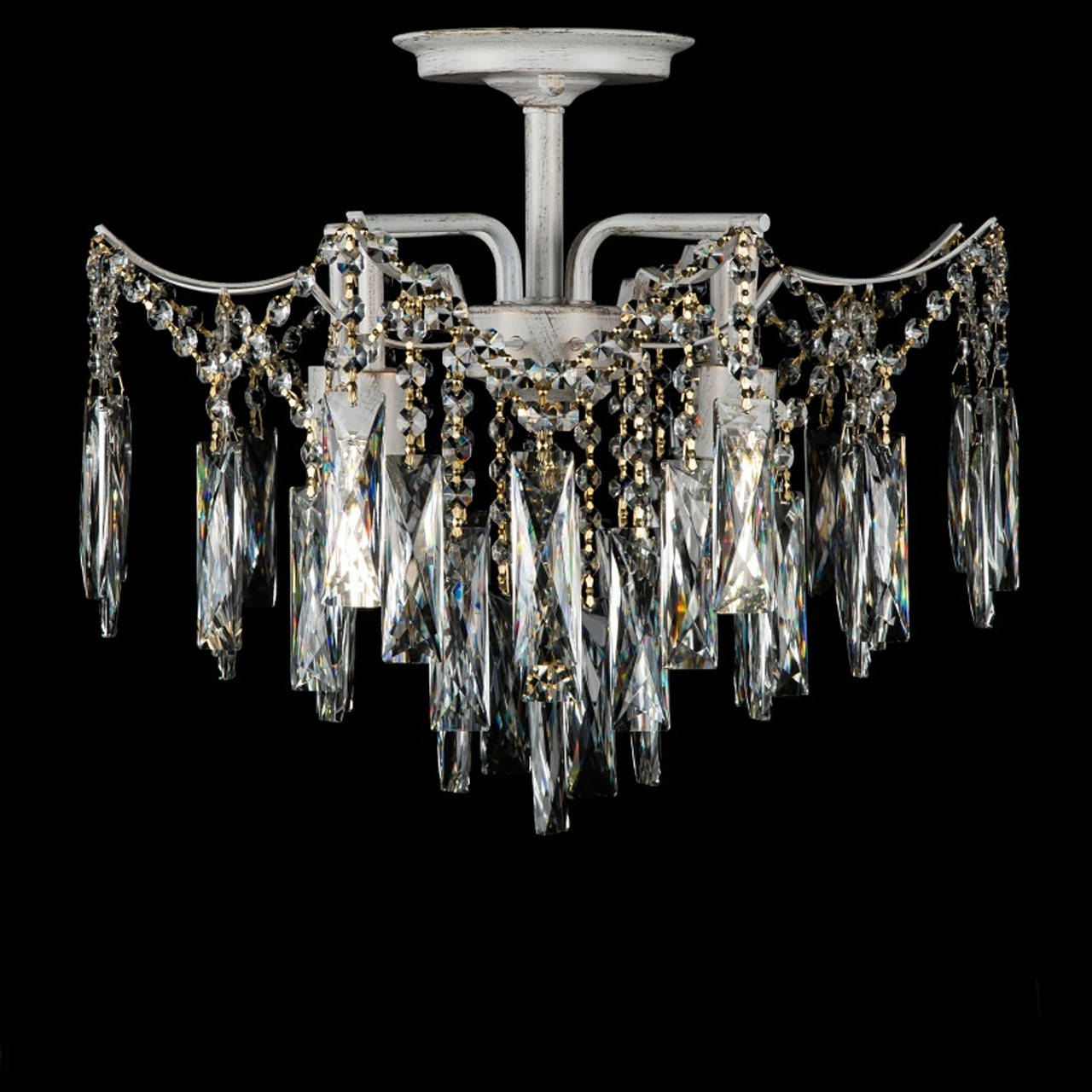 

Хрустальная люстра на 4 лампы белая с золотом СветМира VL-L2585/4 (WG), Белый