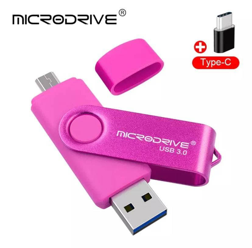

ФЛЕШКА MICRODRIVE USB 32GB двухстороняя флешка 3,0 micro usb + type-c малиновый