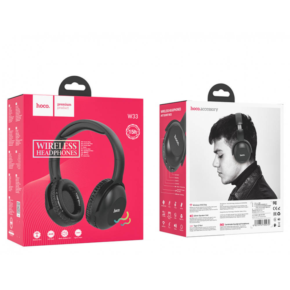 

Наушники Bluetooth Hoco W33 Art sount — Black, Черный