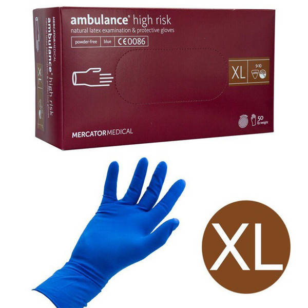 

Латексные синие плотные перчатки AMBULANCE размер XL, Синий