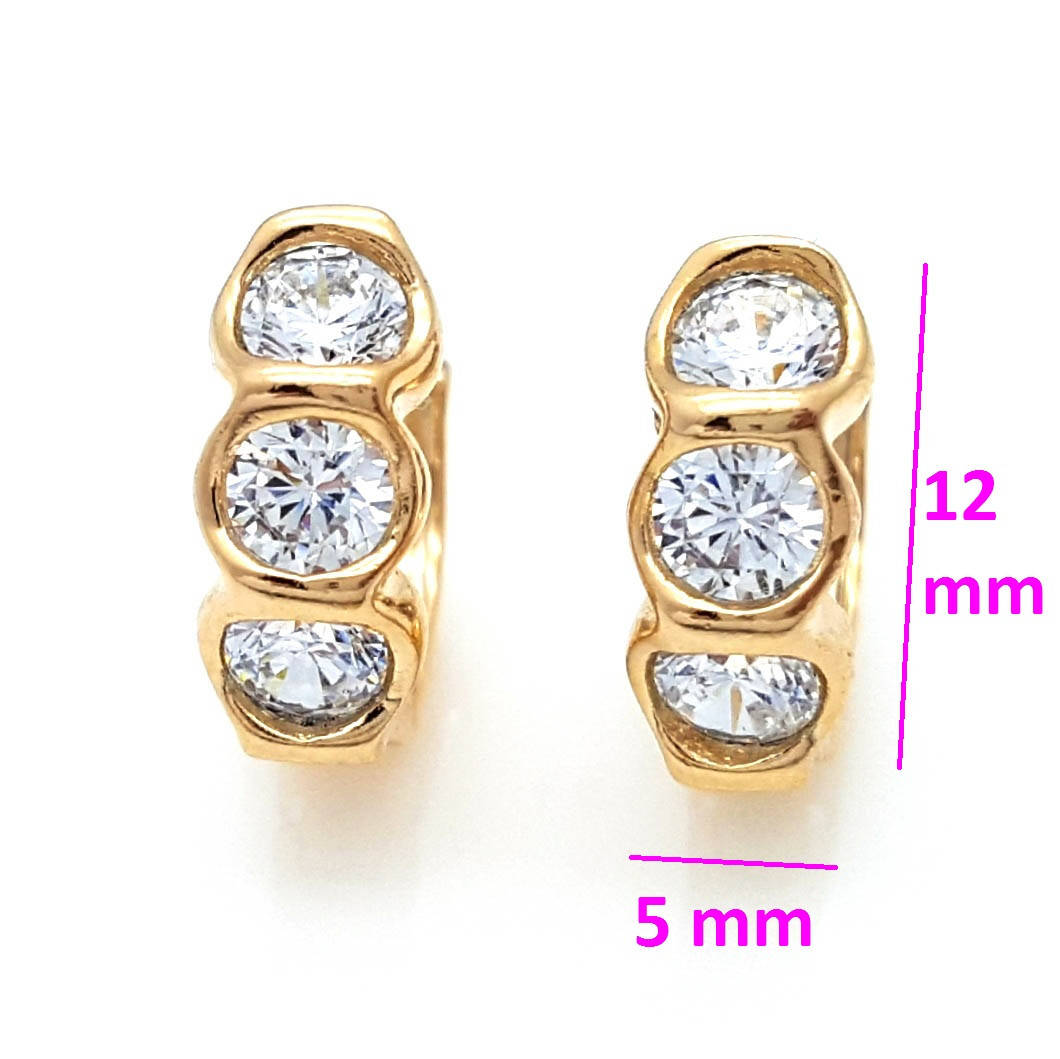 

Серьги медзолото Xuping, Три цирконии, 18К