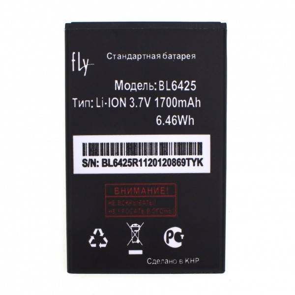 

Аккумулятор BL6425 (Li-ion 3.8V 1700mAh) для мобильного телефона Fly FS454