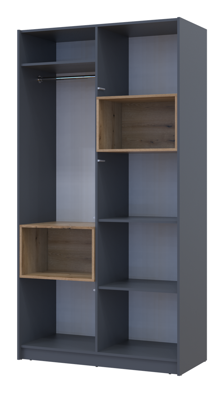 Шафа для одягу з нішею Doros Дейл Графіт/Дуб Евок 2 ДСП 115.2х52х220 (80737722) 5