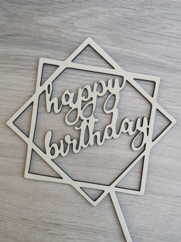 

Топпер для торта белый Happy Birthday!