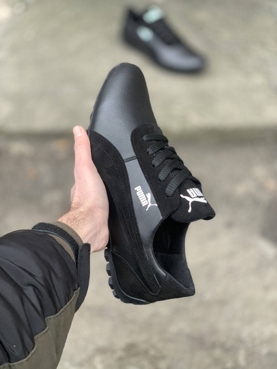 

Кожаные мужские кроссовки Puma чёрные 41, Черный