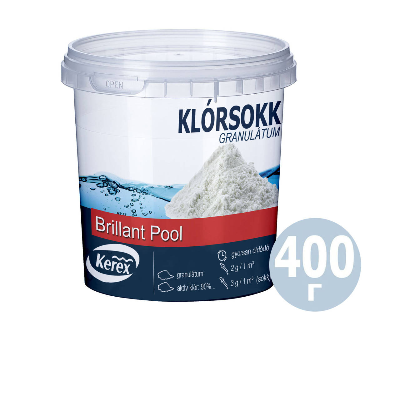 

Быстрорастворимый шок хлор для дезинфекции в гранулах Kerex 80023, 400 г, Венгрия