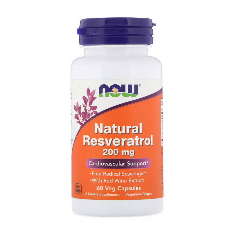 

Ресвератрол NOW Natural Resveratrol 200 mg 60 капс Антиоксидант