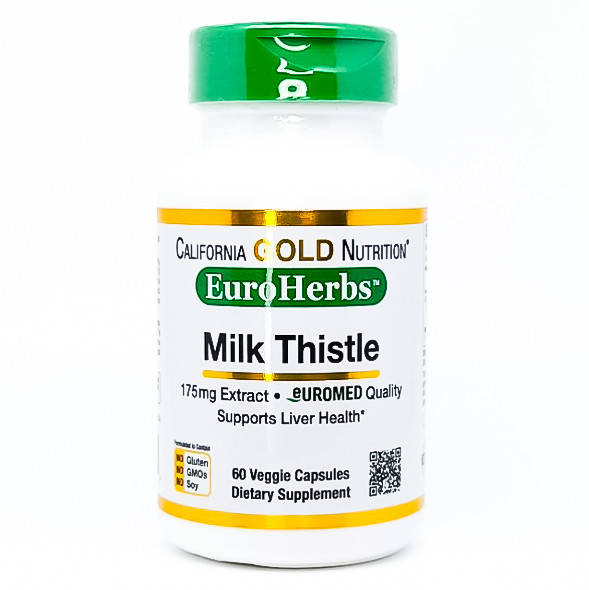 

Расторопша!!! California Gold Nutrition EuroHerbs Milk Thistle Extract 175 мг 60 кап. (Силимарин)