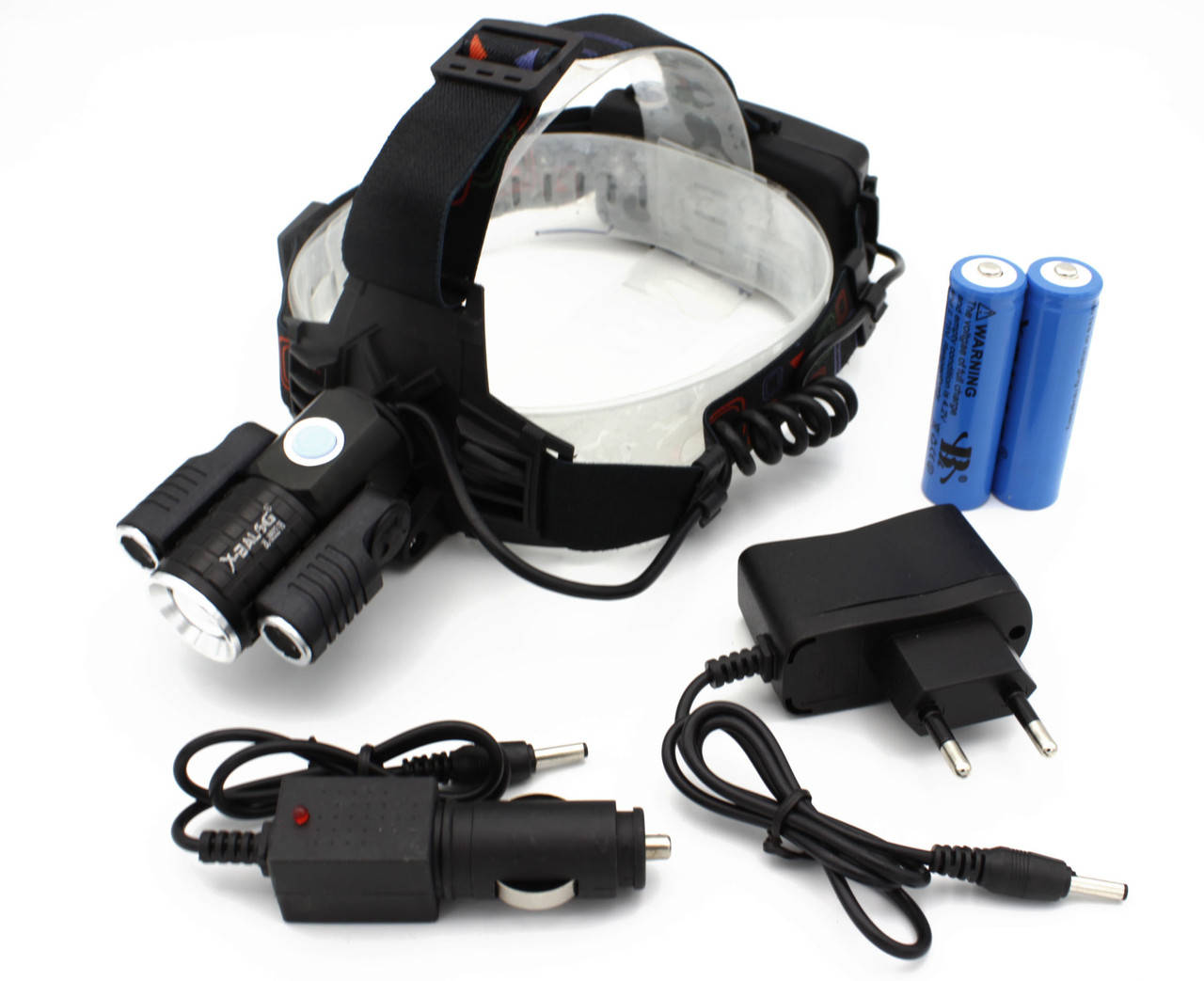 

Фонарь X-Balog WD115/ W602/ Акк./ 1xT6 2xXPE/ Zoom/ 220V / Крепление на голову, Черный