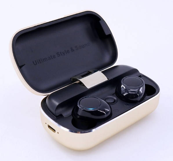 

Беспроводная Bluetooth стерео гарнитура наушники S8-TWS 5.0 с кейсом Черный/золотистый