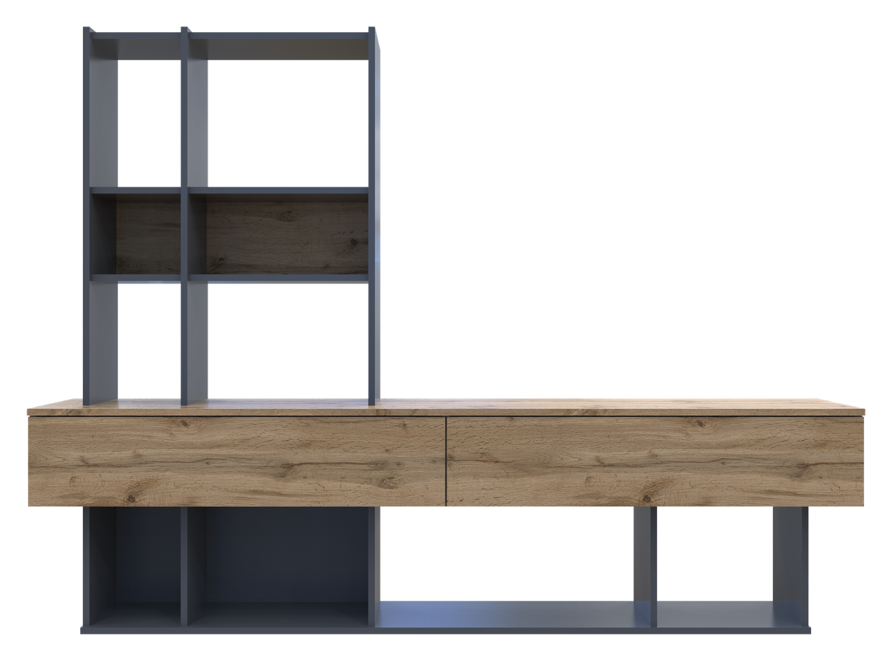 Стінка у вітальню Doros Нота Графіт/Дуб Евок 195х42х147 (44900207) 2