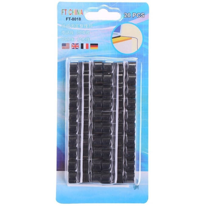 

Набор фиксаторов проводов, самоклящиеся, черный, 40мм