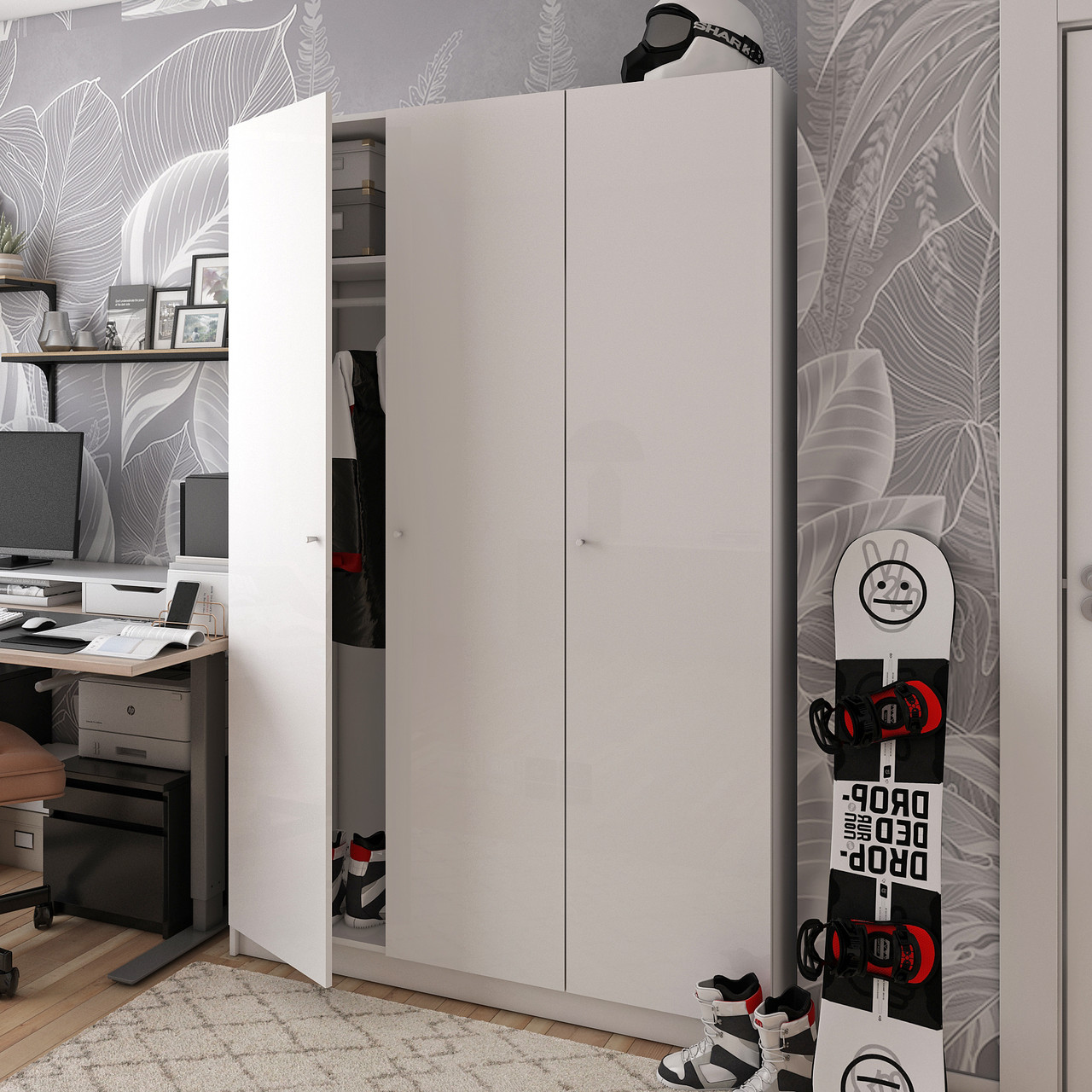 Шафа для одягу Doros Промо Білий 3 ДСП 135х48х204 (80737071)