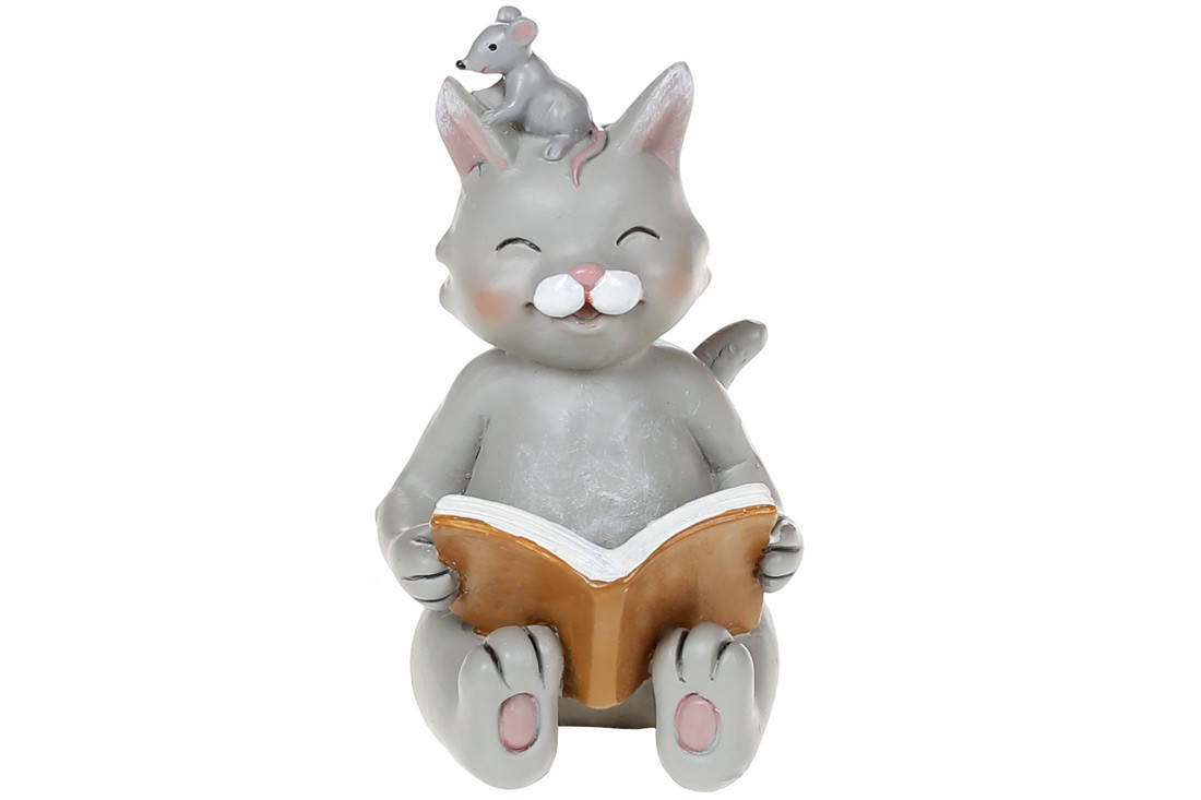 

Декоративная статуэтка Кот с книгой 9,5см, Разные цвета