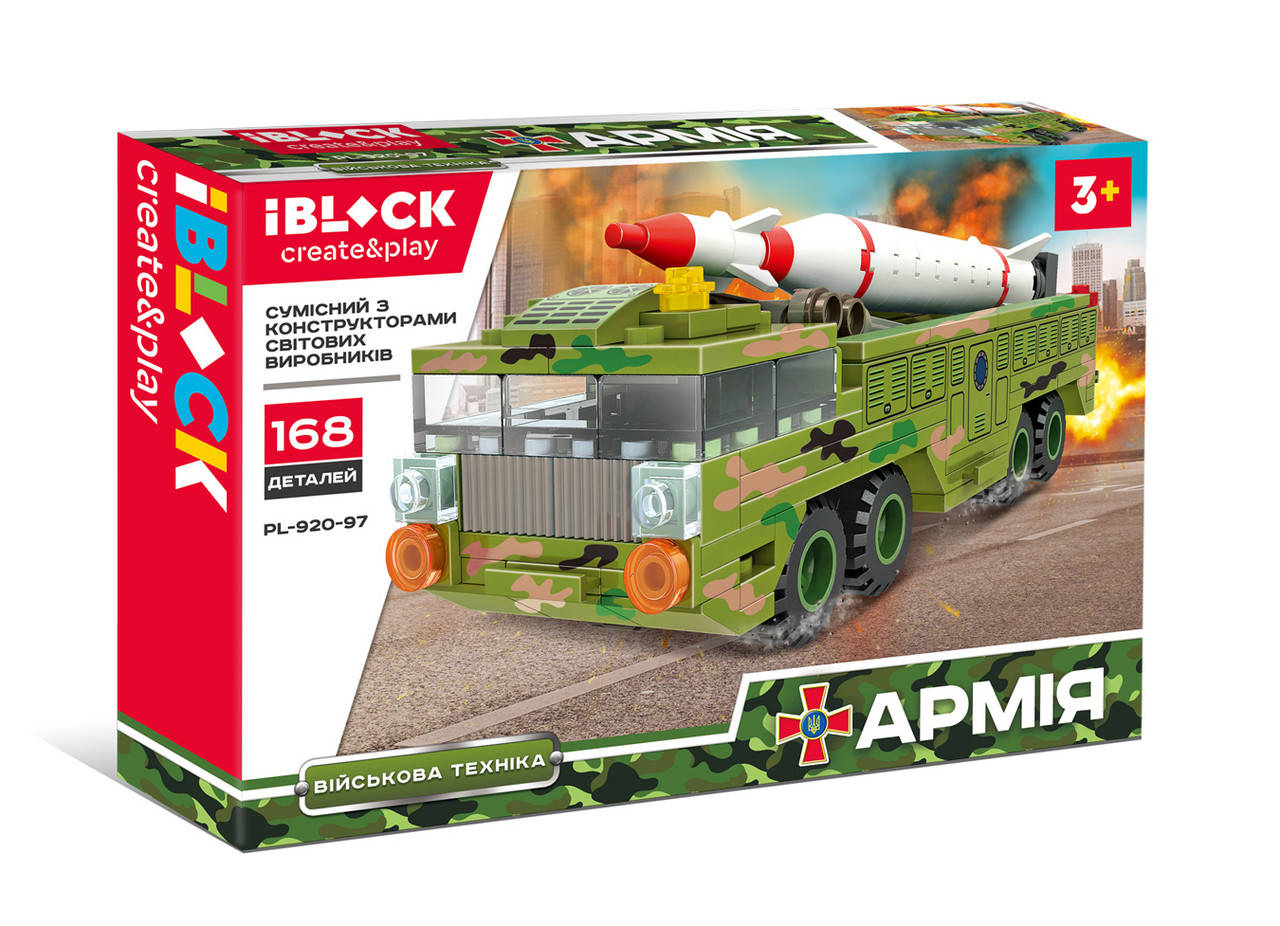 

Детский Конструктор IBLOCK АРМИЯ, 168деталей, инструкция(укр), PL-920-97