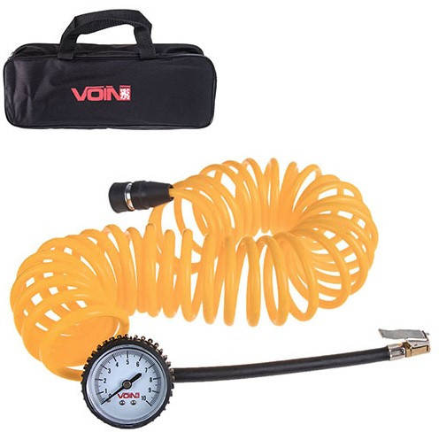 

Шланг компрессора Voin VP-104 спиральный с манометром сумка