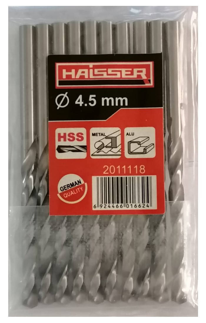 

Сверло по металлу 4.5х47х80 мм цилиндрический хвостовик (DIN 338), HAISSER (HS101012/2011118)