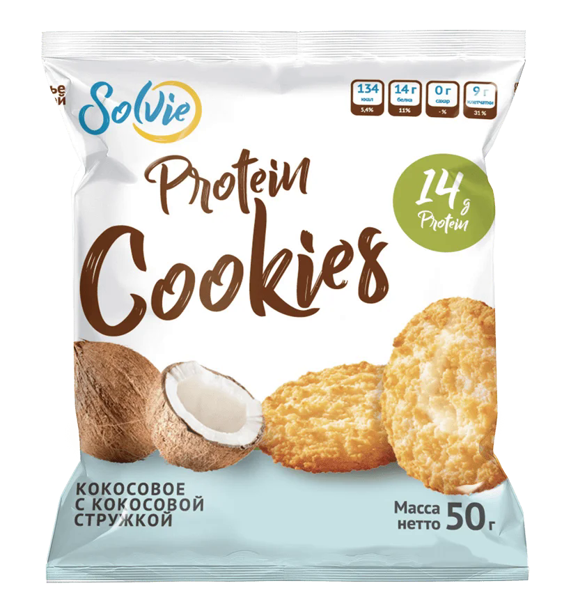 

Протеиновое печенье Solvie Кокосовое с Кокосовой Стружкой (50 грамм)