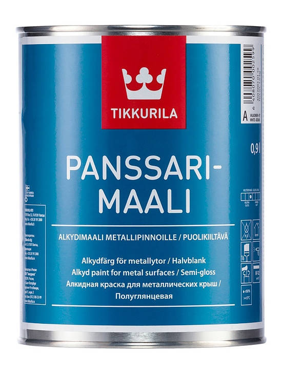

Алкидная противокоррозионная краска Панссаримаали (Panssarimaali Tikkurila ) база А 0,9л., Белый