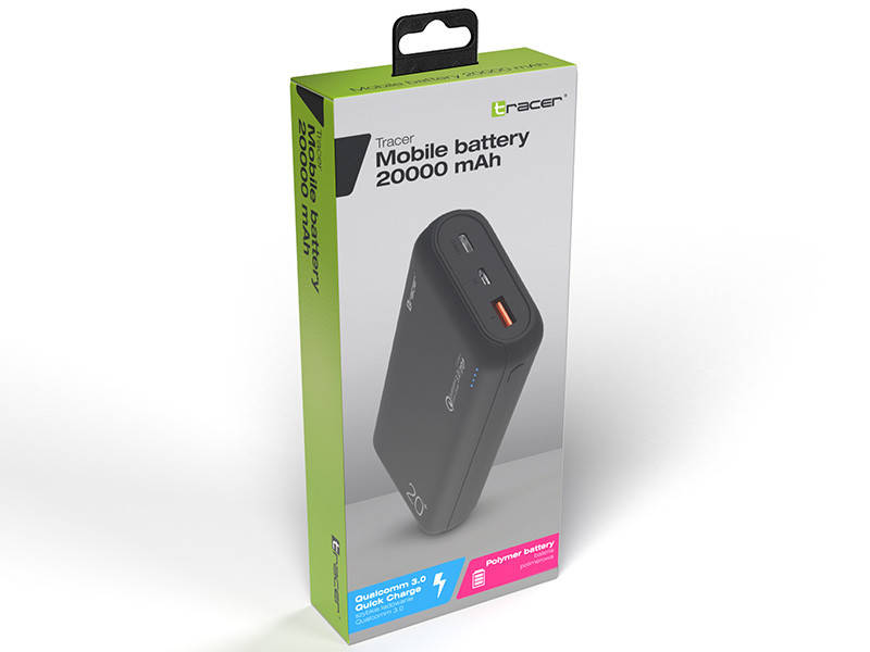 

УМБ Повербанк PowerBank Tracer 20000mAh с функцией быстрой зарядки 20W черный